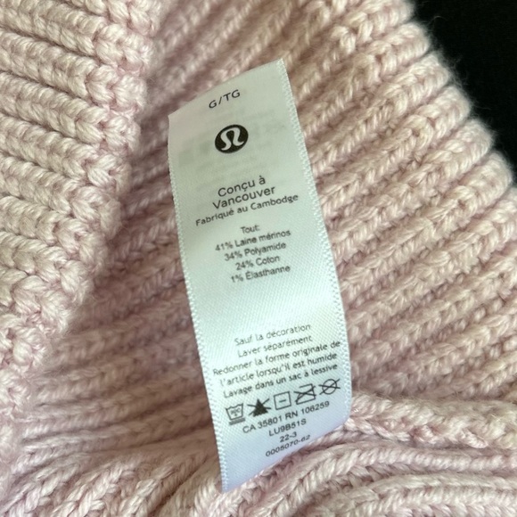 Lululemon RIBBED MERINO WOOL BLEND KNIT BEANIE size L/XL Pink - Picture 5 of 8